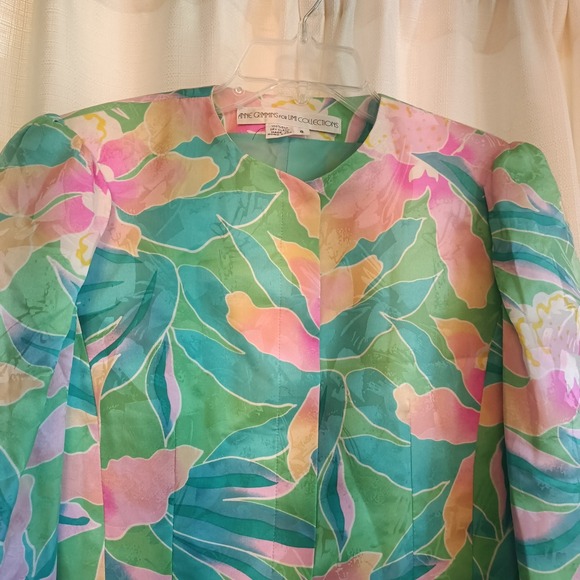 Anne Crimmins for Umi Collections Size 8 Floral 100% Silk Pencil Skirt Suit Vtg‎ - Picture 3 of 14